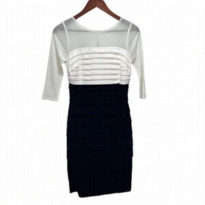 LAURA Black & White Ruffled Bodycon Dress Size 8